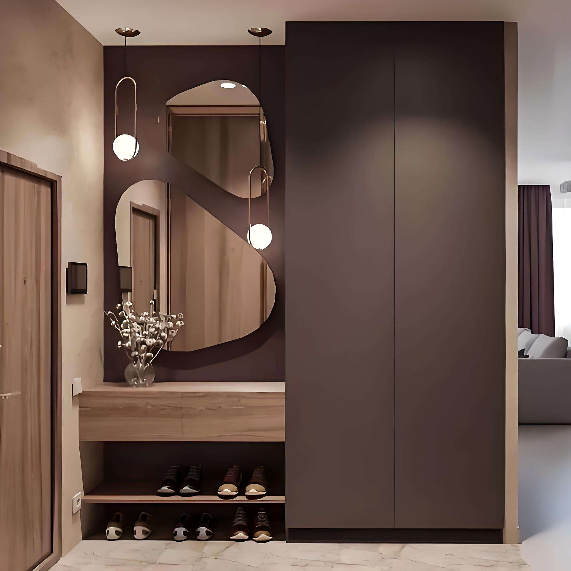 Entryway cabinet with mirror
